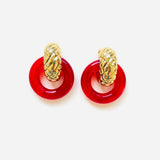 PENDIENTES VERA ROJO CUADROS