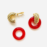 PENDIENTES VERA ROJO CUADROS