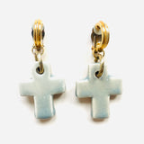 PENDIENTES CROSS GRIS