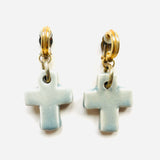 PENDIENTES CROSS GRIS