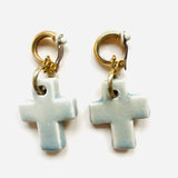 PENDIENTES CROSS GRIS